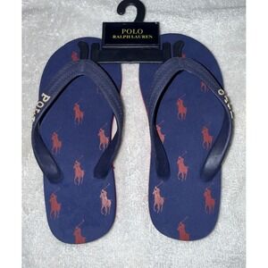 Polo Ralph Lauren Flip Flops NWT! Kids Boys Size 11/12 Navy With Pony NEW!